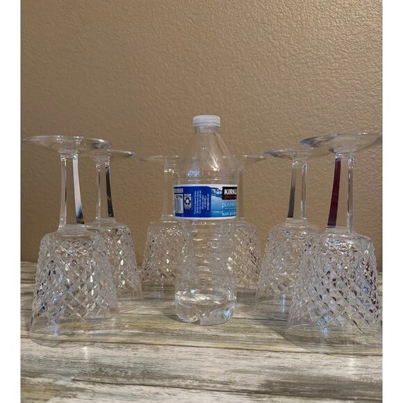 Set of 6 Waterford Crystal ALANA 7" Water Goblets Gothic Mark Vintage - Picture 3 of 16